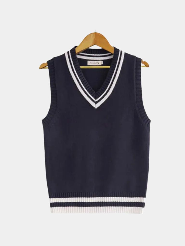 Old Money Signature Knit Vest - Classic Sleeveless Sweater Vest with Retro Style