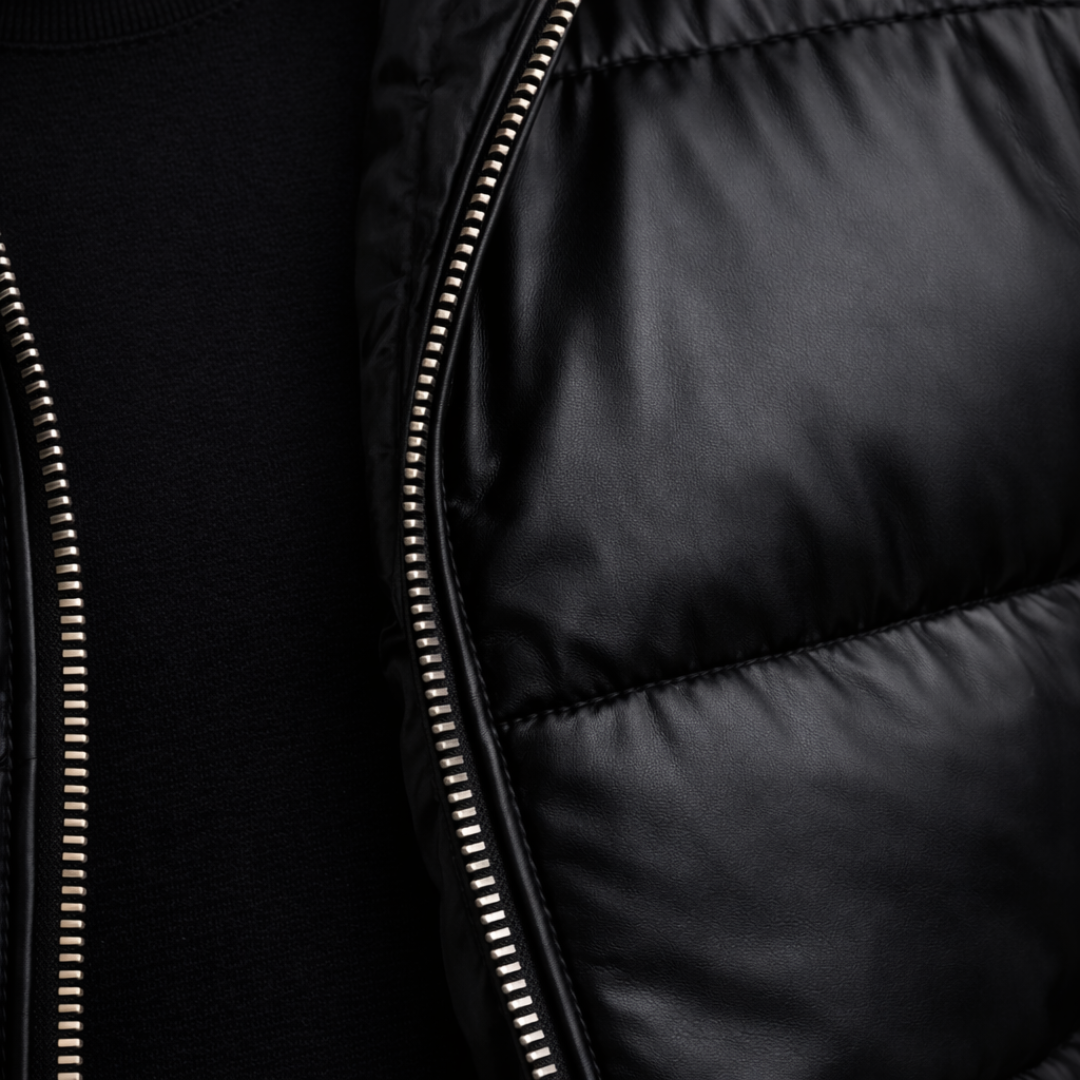 Christian Glossy Black Puffer Jacket Fur Collar | Men's Insulated Winter Edition
