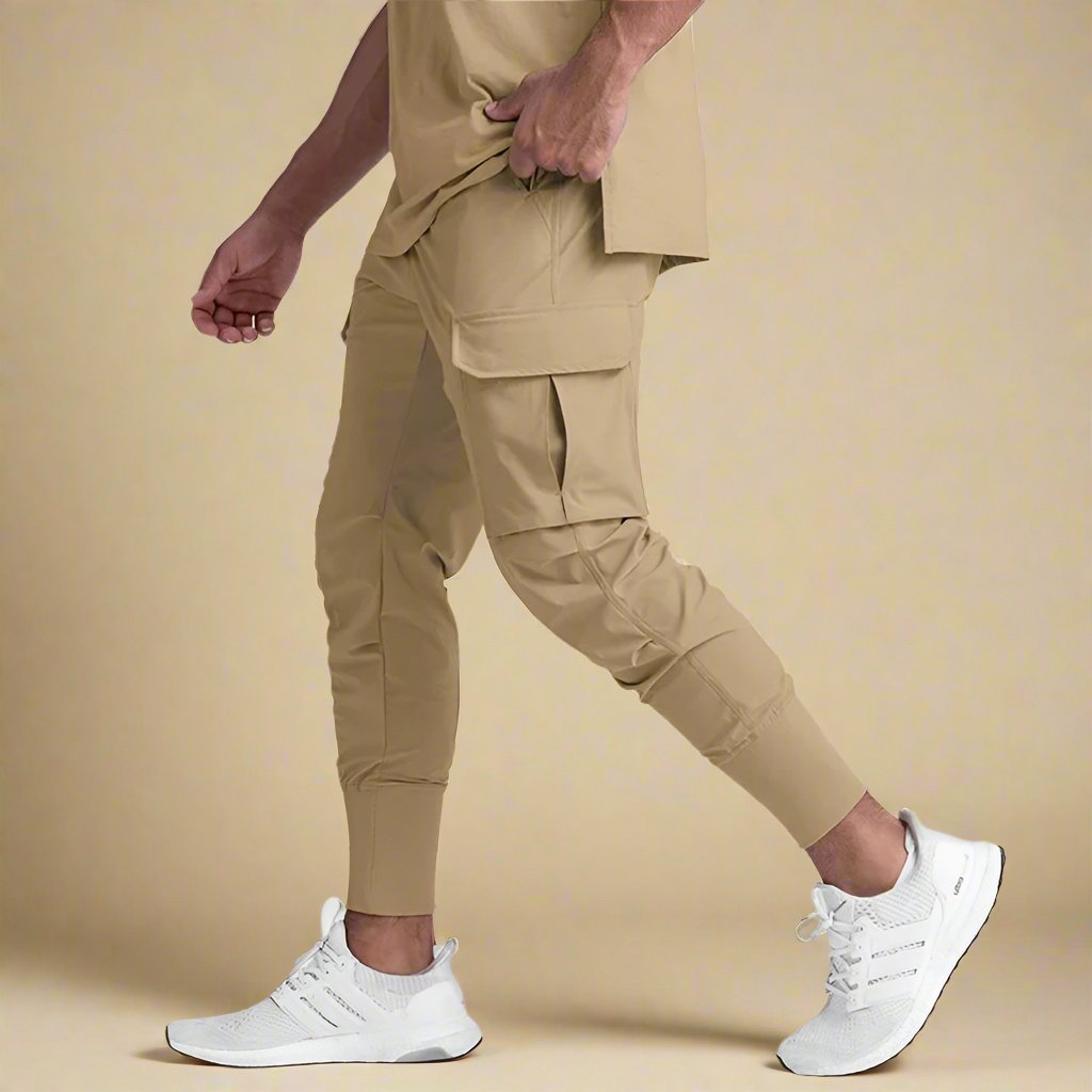 Men's Quick-Dry Cargo Joggers with Tapered Fit and Multiple Edition