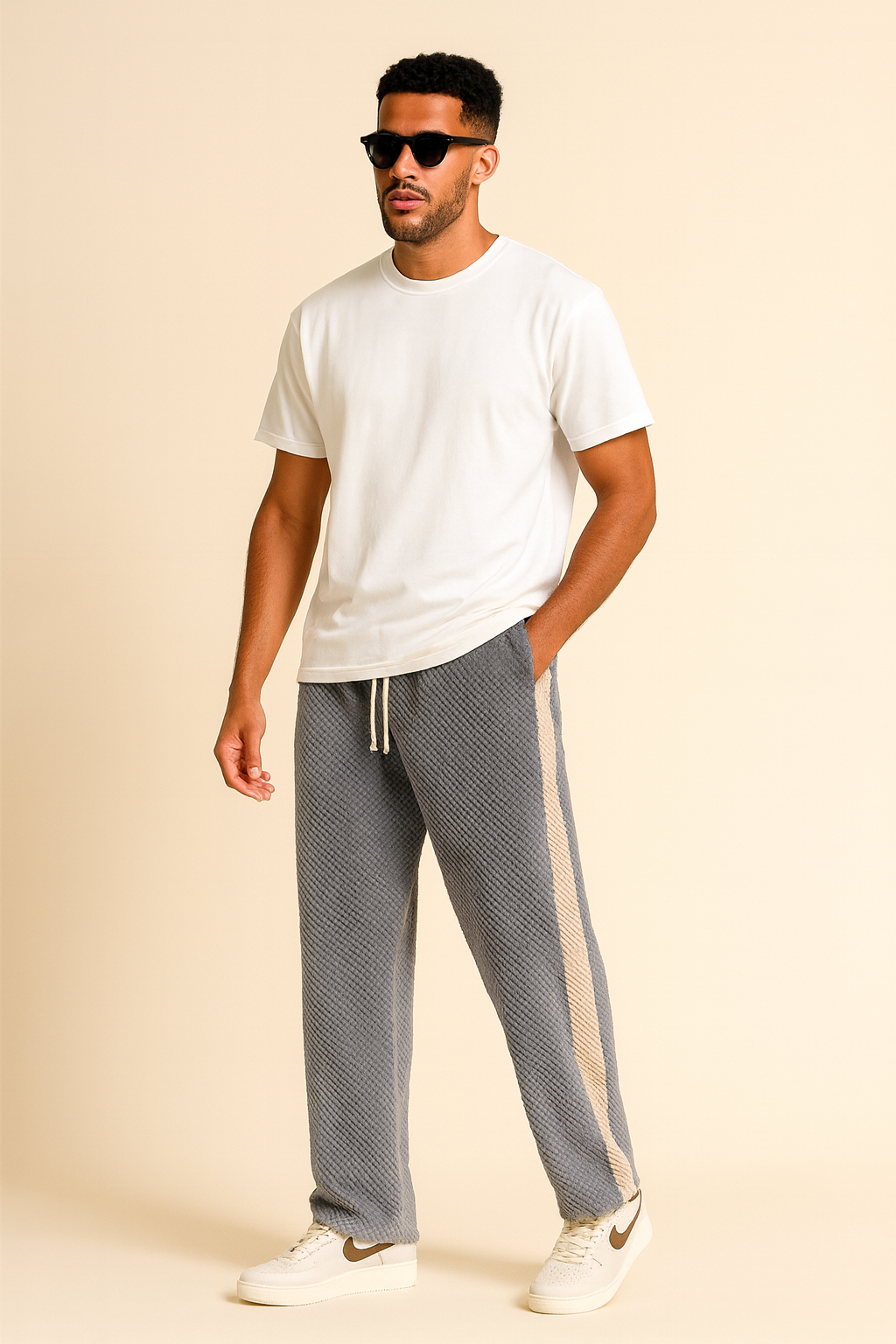 Men's Wide-Leg Stripe Pants - Loose Fit Edition
