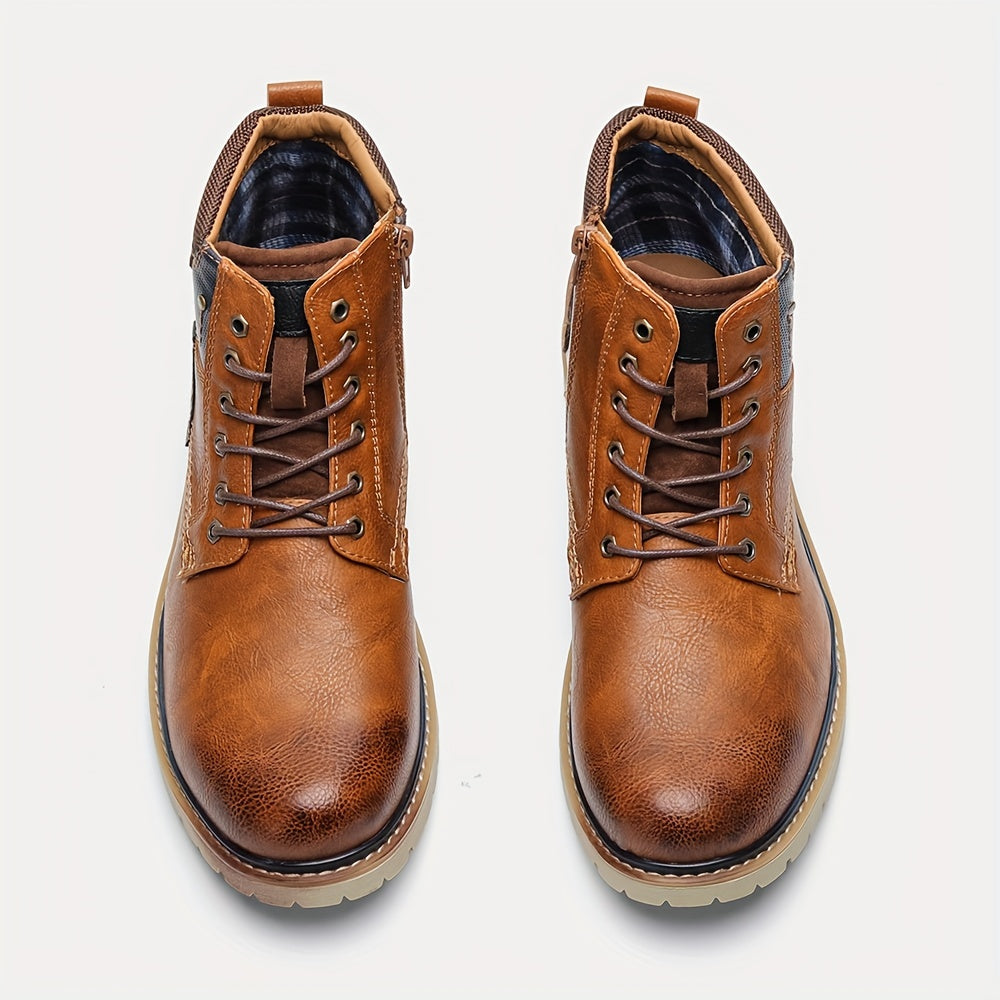 Men Vintage Men Boots with a PU Upper, Rubber Sole, And Inner Edition
