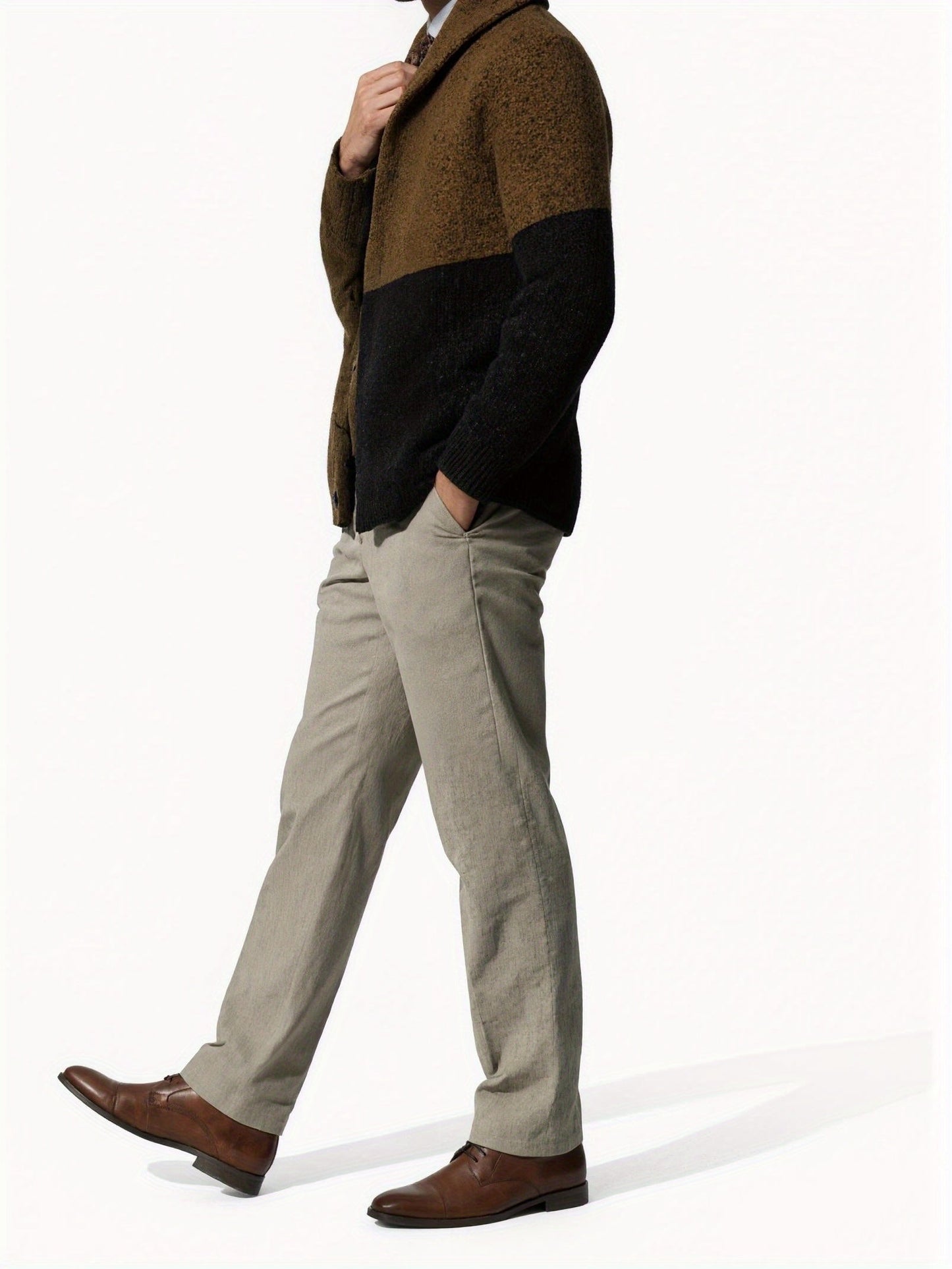 Men's Thick Warm Cardigan - Block Knit Button-Up Edition