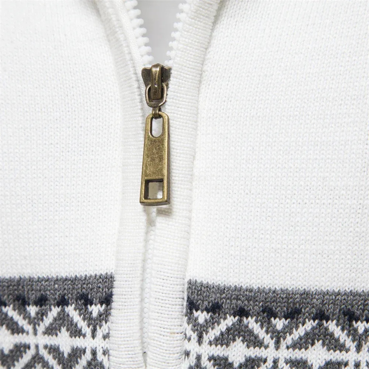 The Chatsworth Men's Quarter Zip Organic Sweater - Fair Isle Knit