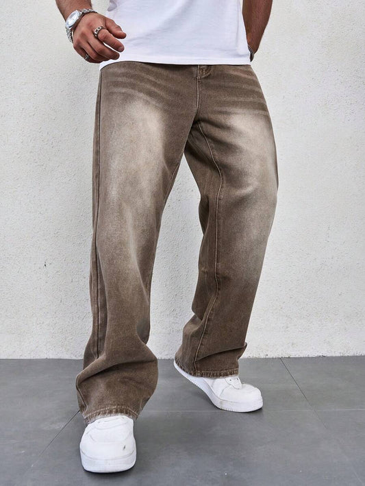 Men's Solid Denim Jeans - Dark Wash Baggy Cargo Jeans | Everyday Everyday Denim