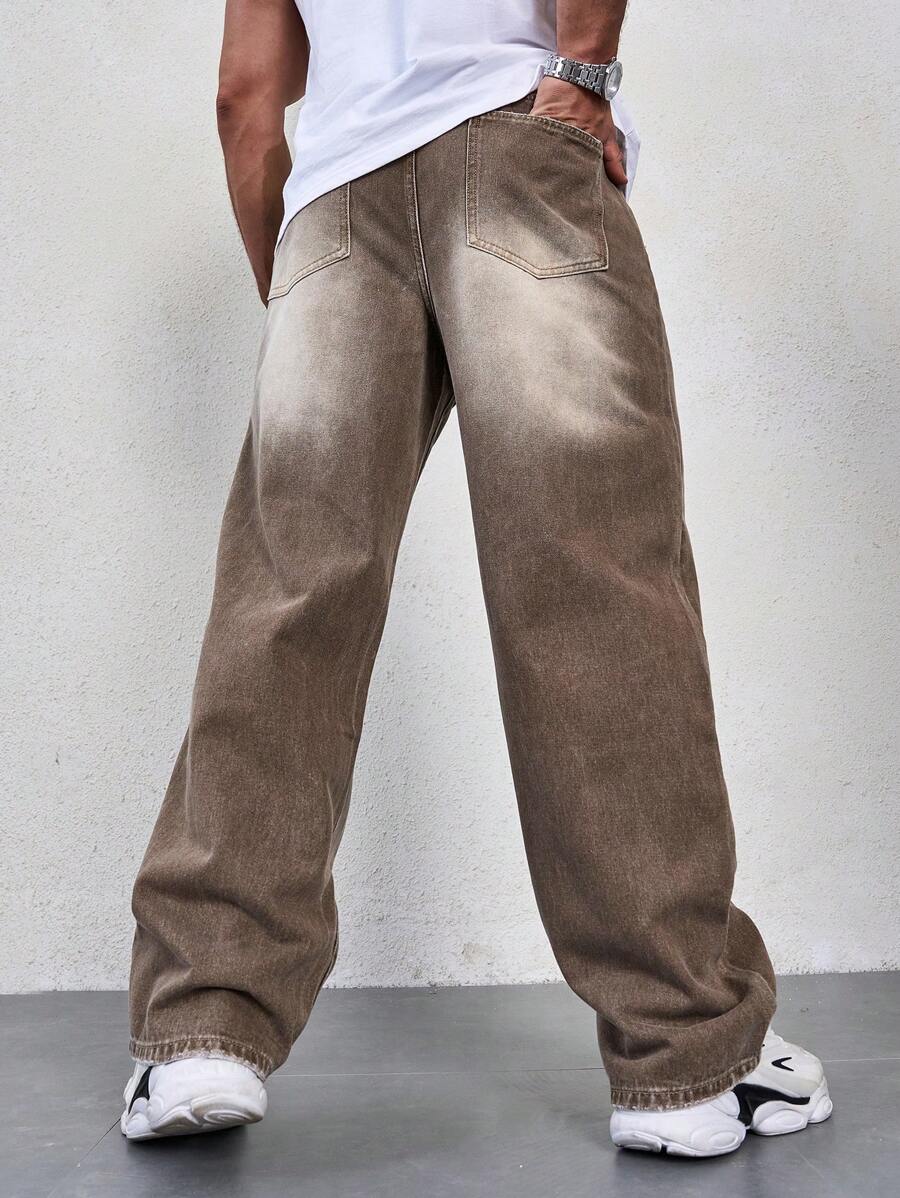 Men's Solid Denim Jeans - Dark Wash Baggy Cargo Jeans | Everyday Everyday Denim