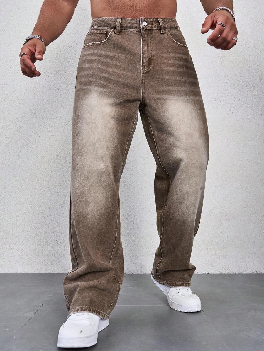 Men's Solid Denim Jeans - Dark Wash Baggy Cargo Jeans | Everyday Everyday Denim
