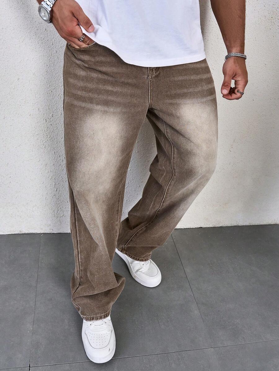 Men's Solid Denim Jeans - Dark Wash Baggy Cargo Jeans | Everyday Everyday Denim
