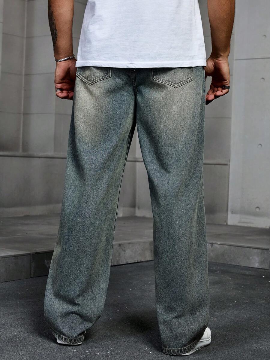 Men's Solid Denim Jeans - Dark Wash Baggy Cargo Jeans | Everyday Everyday Denim