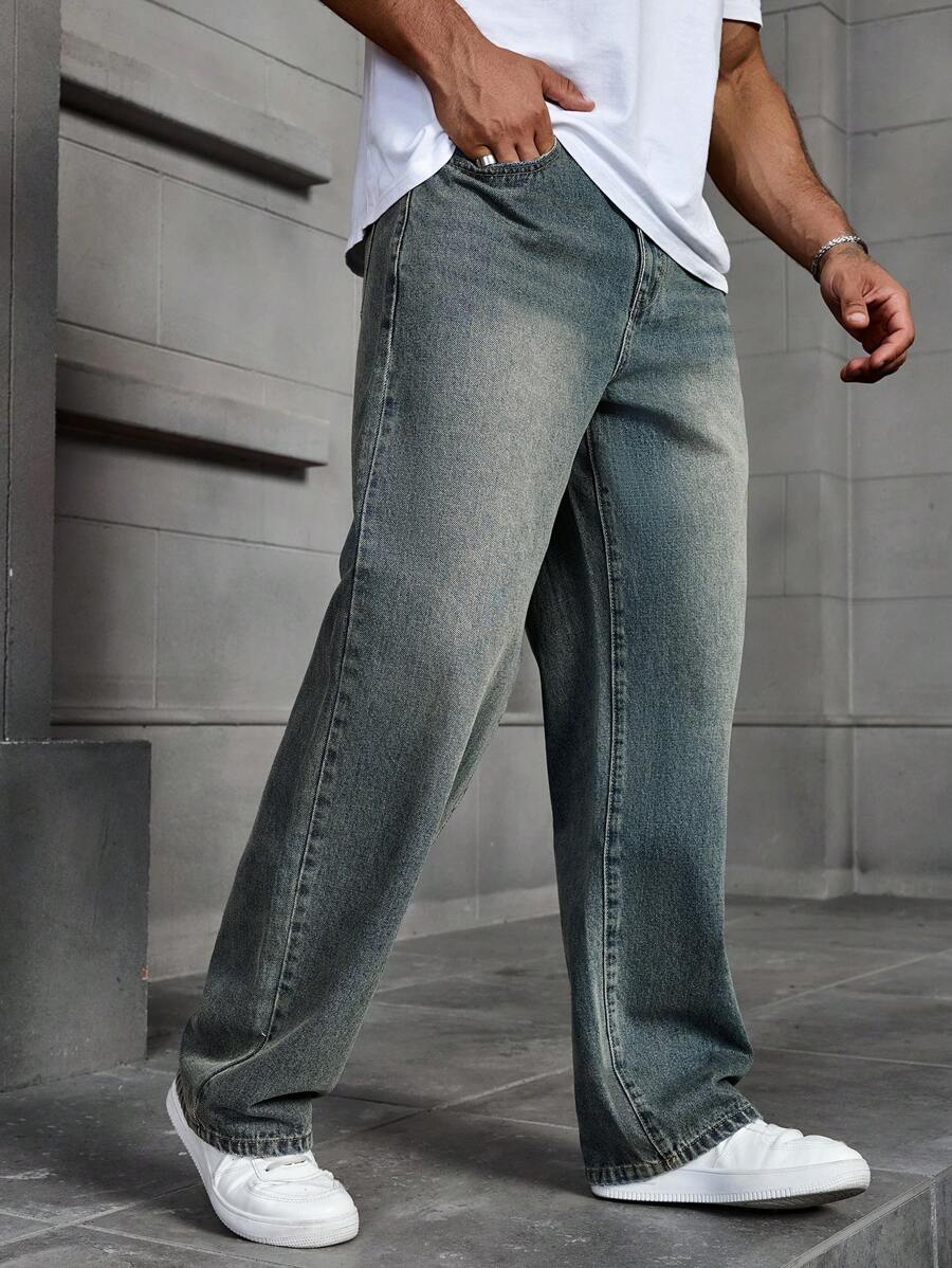 Men's Solid Denim Jeans - Dark Wash Baggy Cargo Jeans | Everyday Everyday Denim