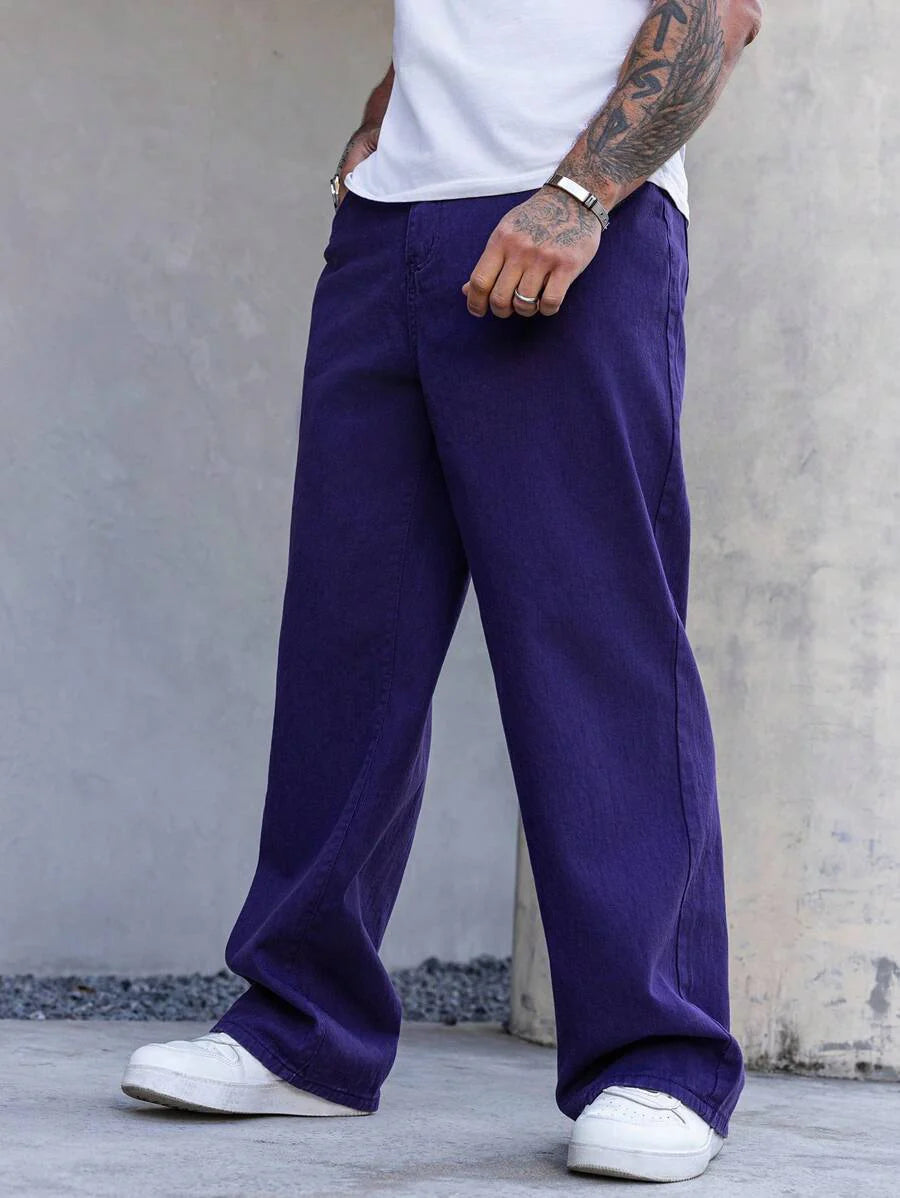 Men's Solid Denim Jeans - Dark Wash Baggy Cargo Jeans | Everyday Everyday Denim