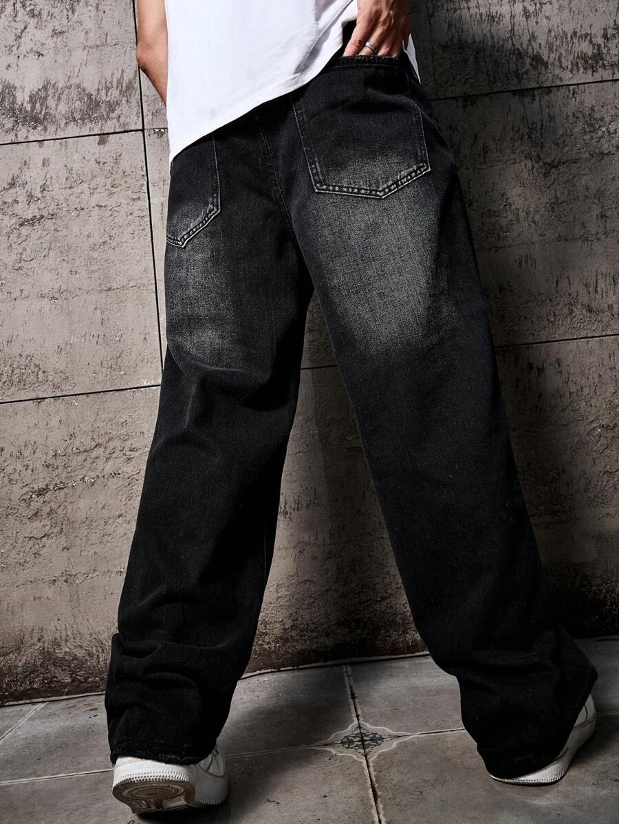 Men's Solid Denim Jeans - Dark Wash Baggy Cargo Jeans | Everyday Everyday Denim