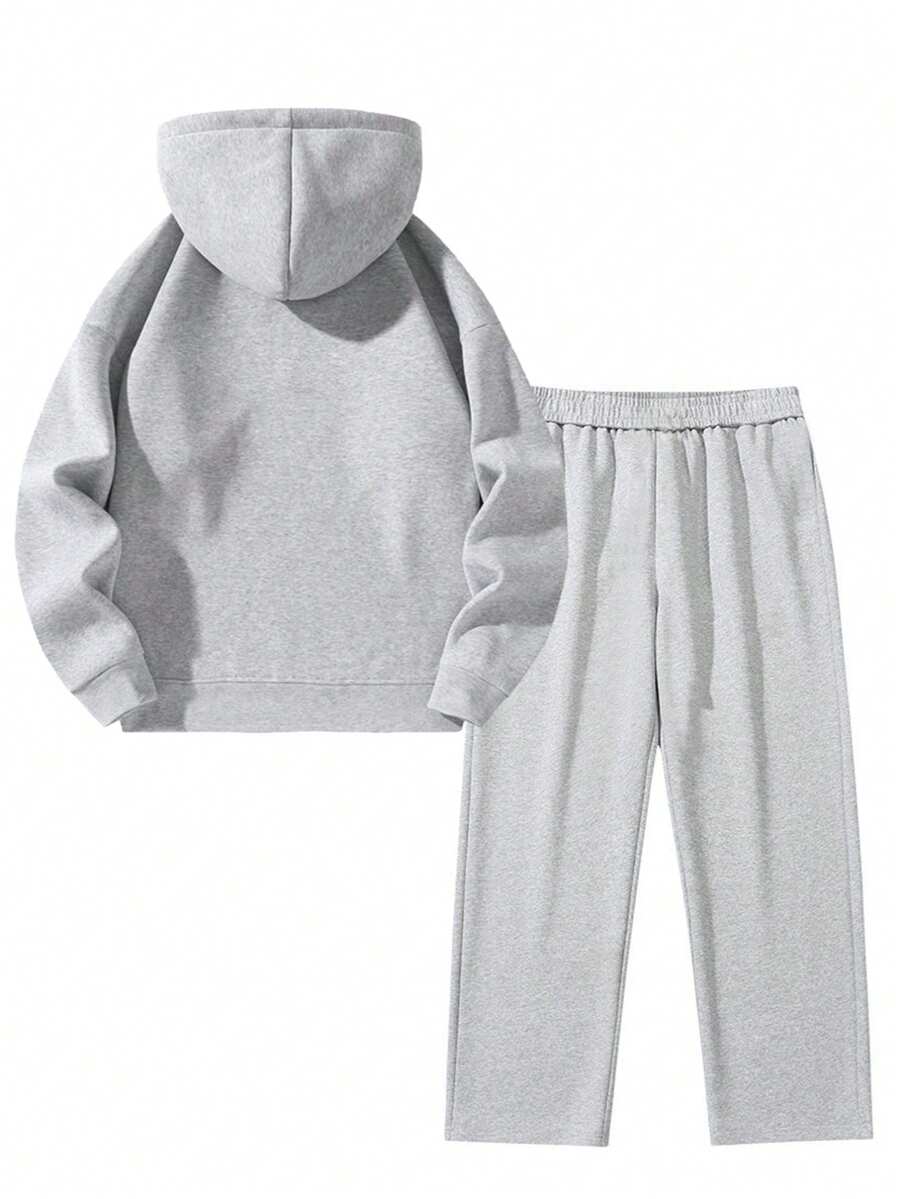 Men's Two-Piece Grey Hoodie Set | Comfortable Streetwear Edition