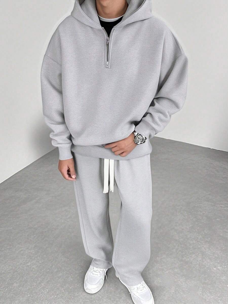 Men's Two-Piece Grey Hoodie Set | Comfortable Streetwear Edition