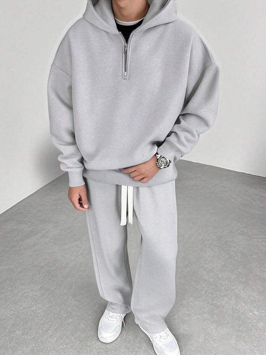 Men's Two-Piece Grey Hoodie Set | Comfortable Streetwear Edition