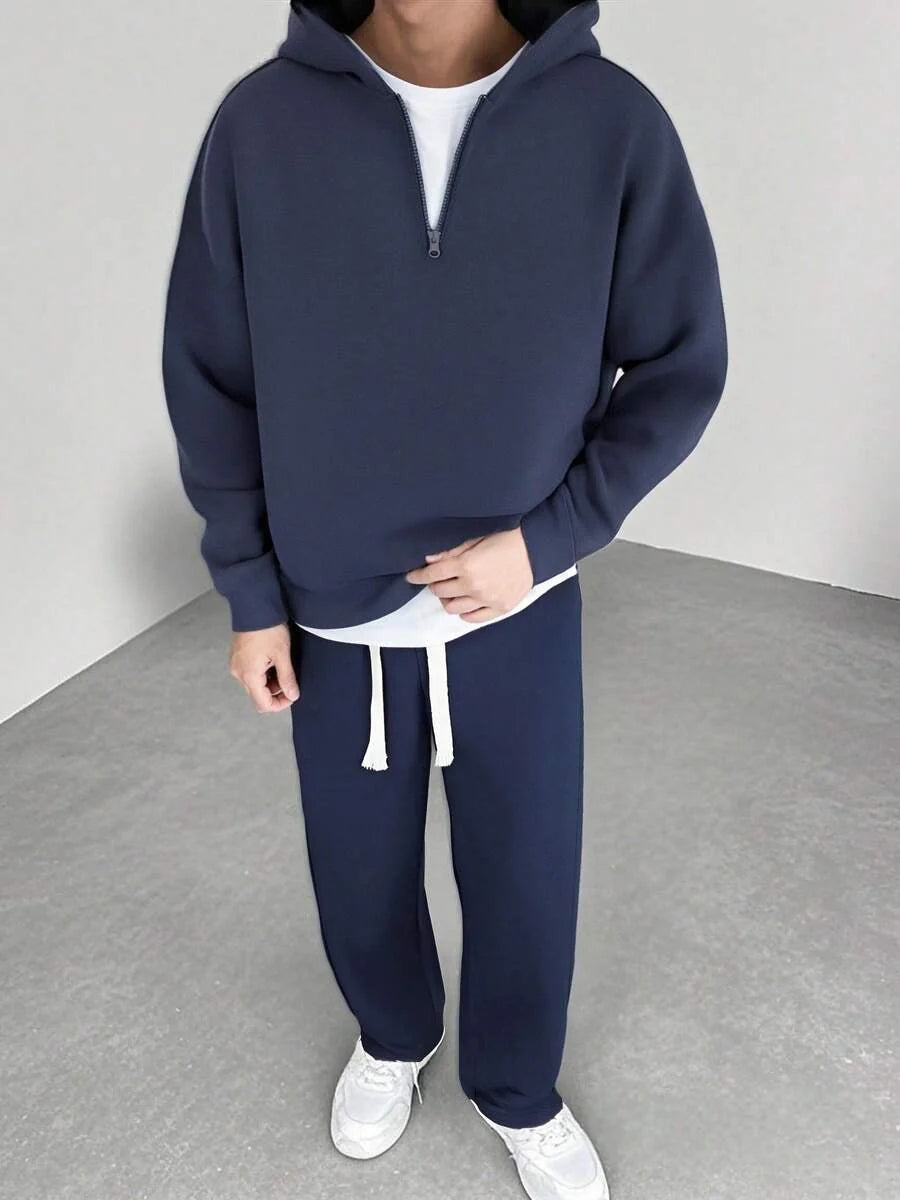 Men's Two-Piece Grey Hoodie Set | Comfortable Streetwear Edition