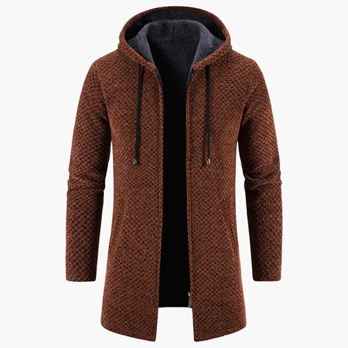 The Copenhagen Hooded Knit Cardigan - Men's Longline Everyday Coat