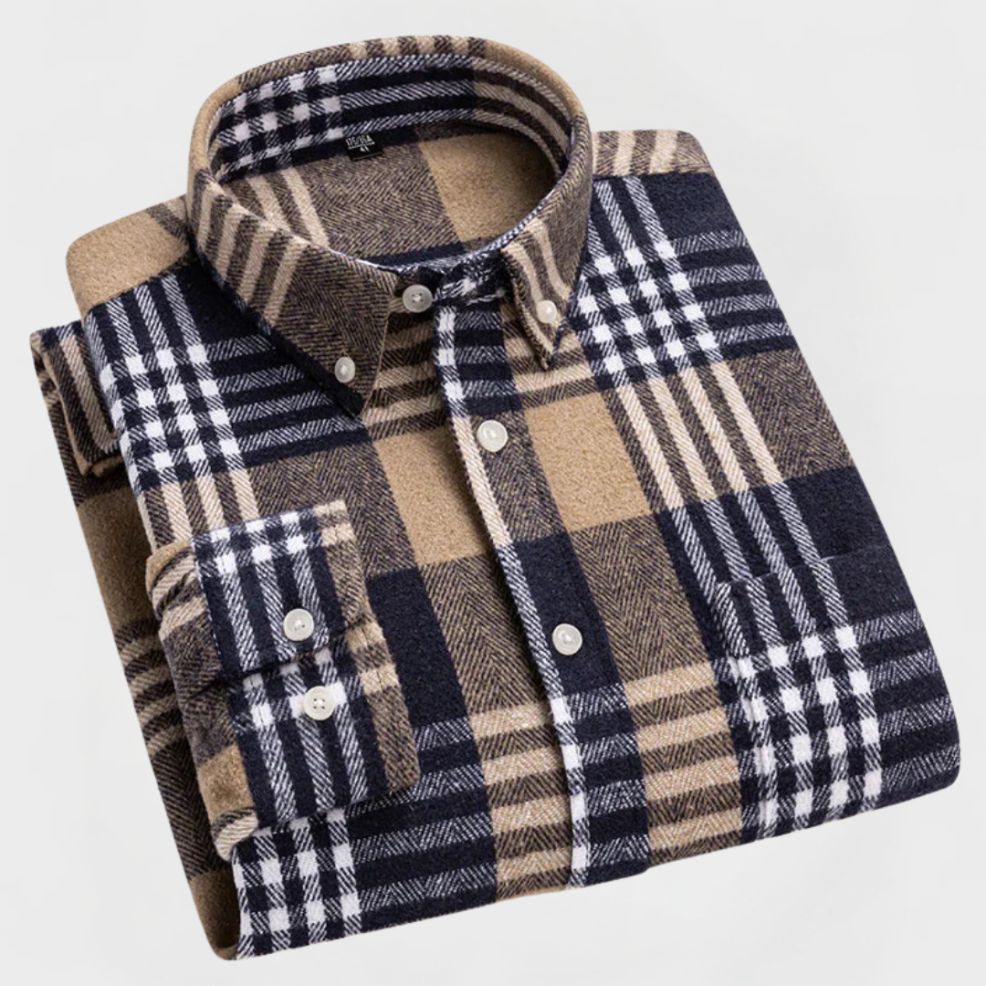 The Contemporary Gentleman's Flannel Pattern Button Blouse