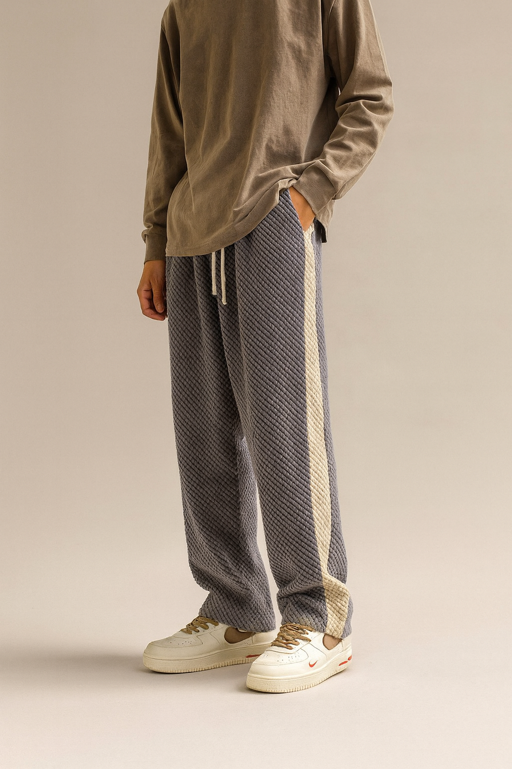 Men's Wide-Leg Stripe Pants - Loose Fit Edition