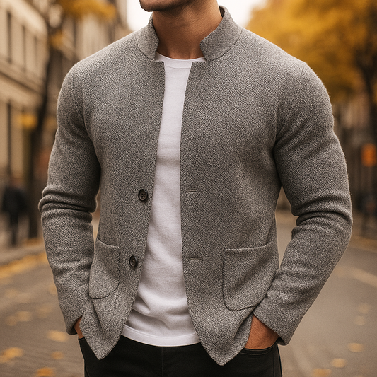 Grigio - Knitted Refined Wool Button Cardigan
