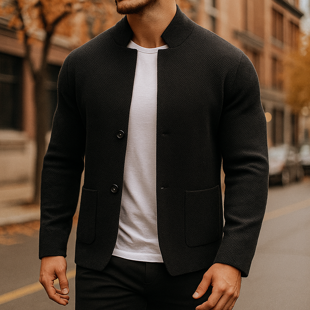 Grigio - Knitted Refined Wool Button Cardigan