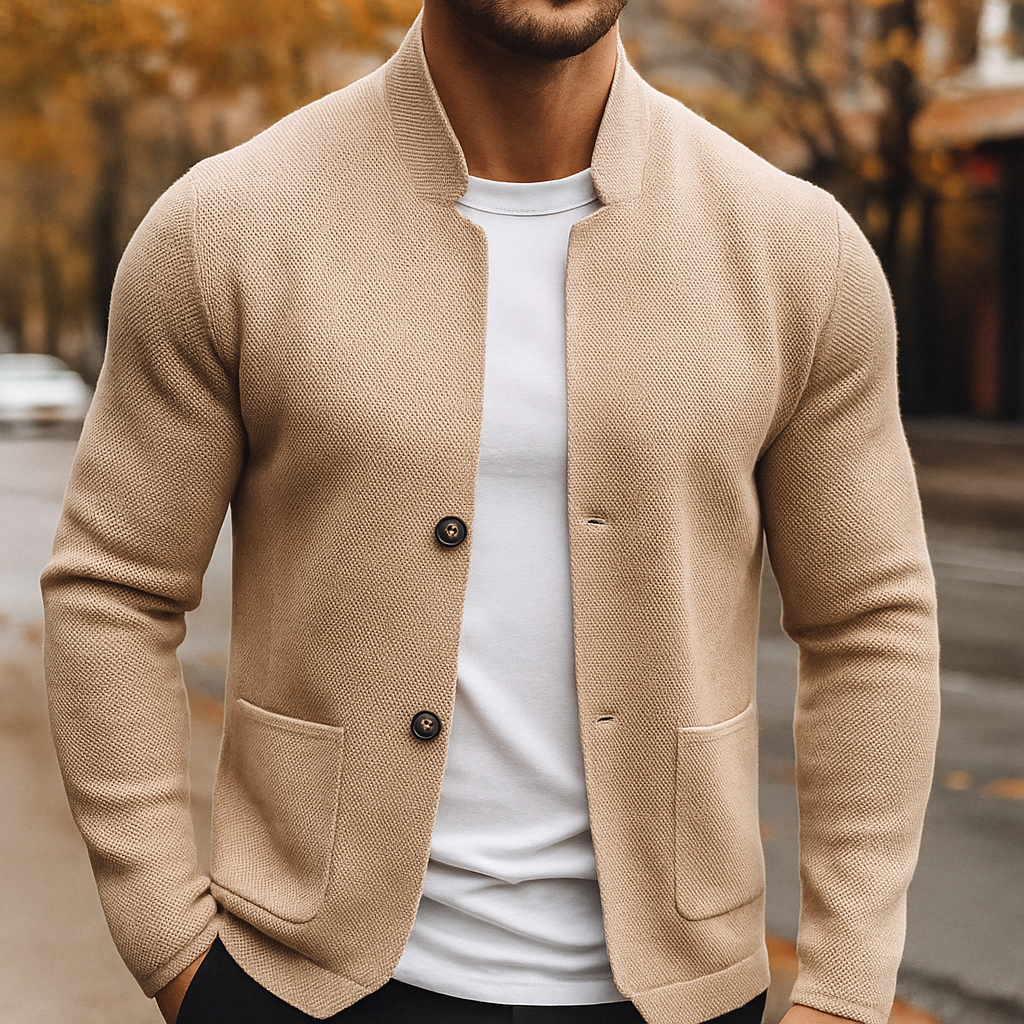 Grigio - Knitted Refined Wool Button Cardigan