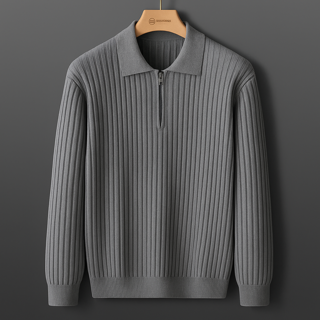 Giovanni Men's Knit Half Zip Polo Sweater - Quarter Zip Edition