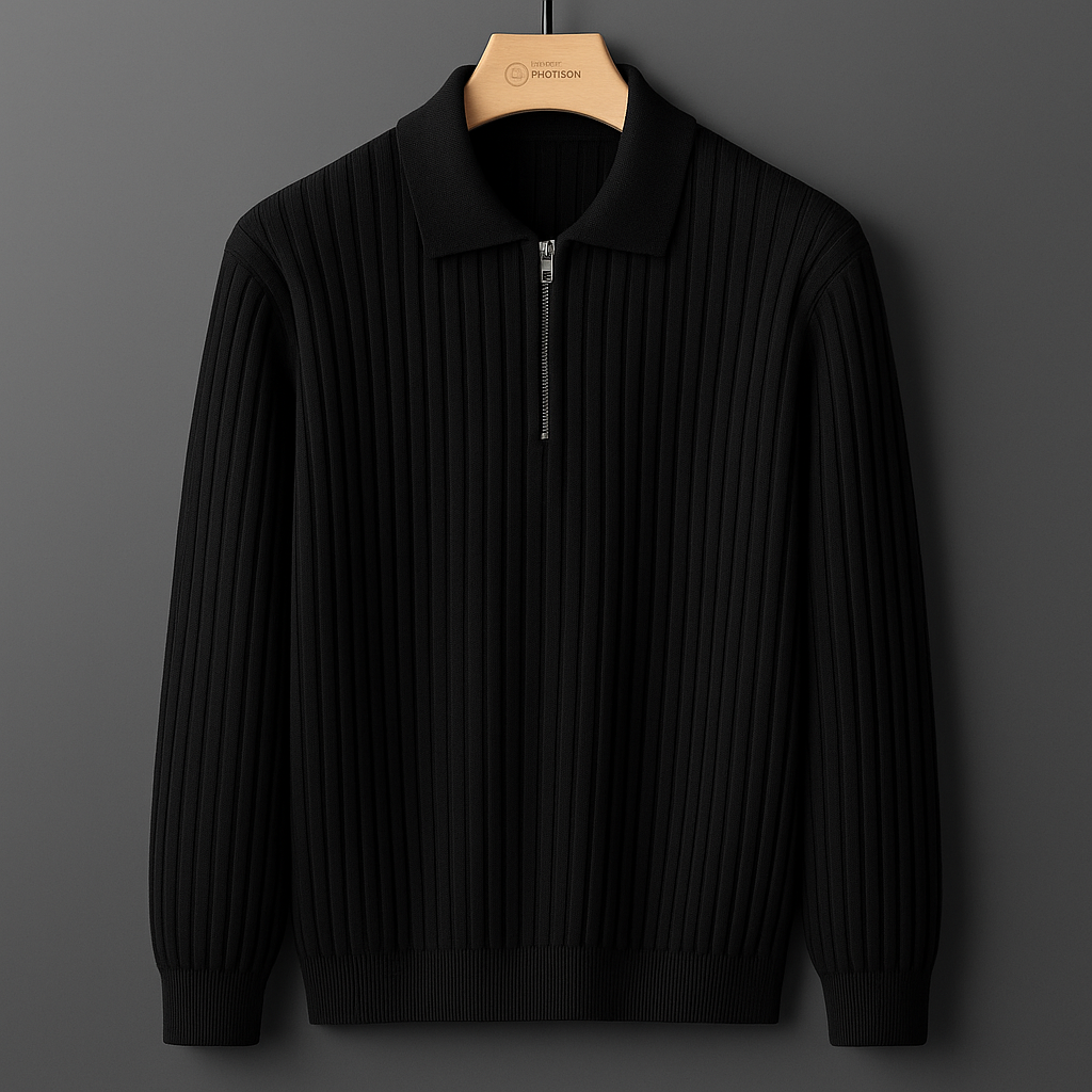Giovanni Men's Knit Half Zip Polo Sweater - Quarter Zip Edition