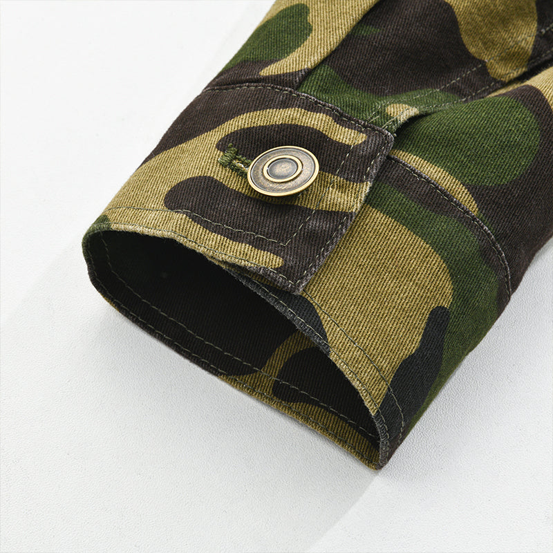Men's Camouflage Canvas Retro Wear Lapel Edition