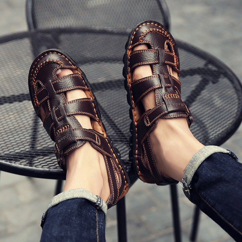 Solorfit Men Cut Out Genuine Sandals