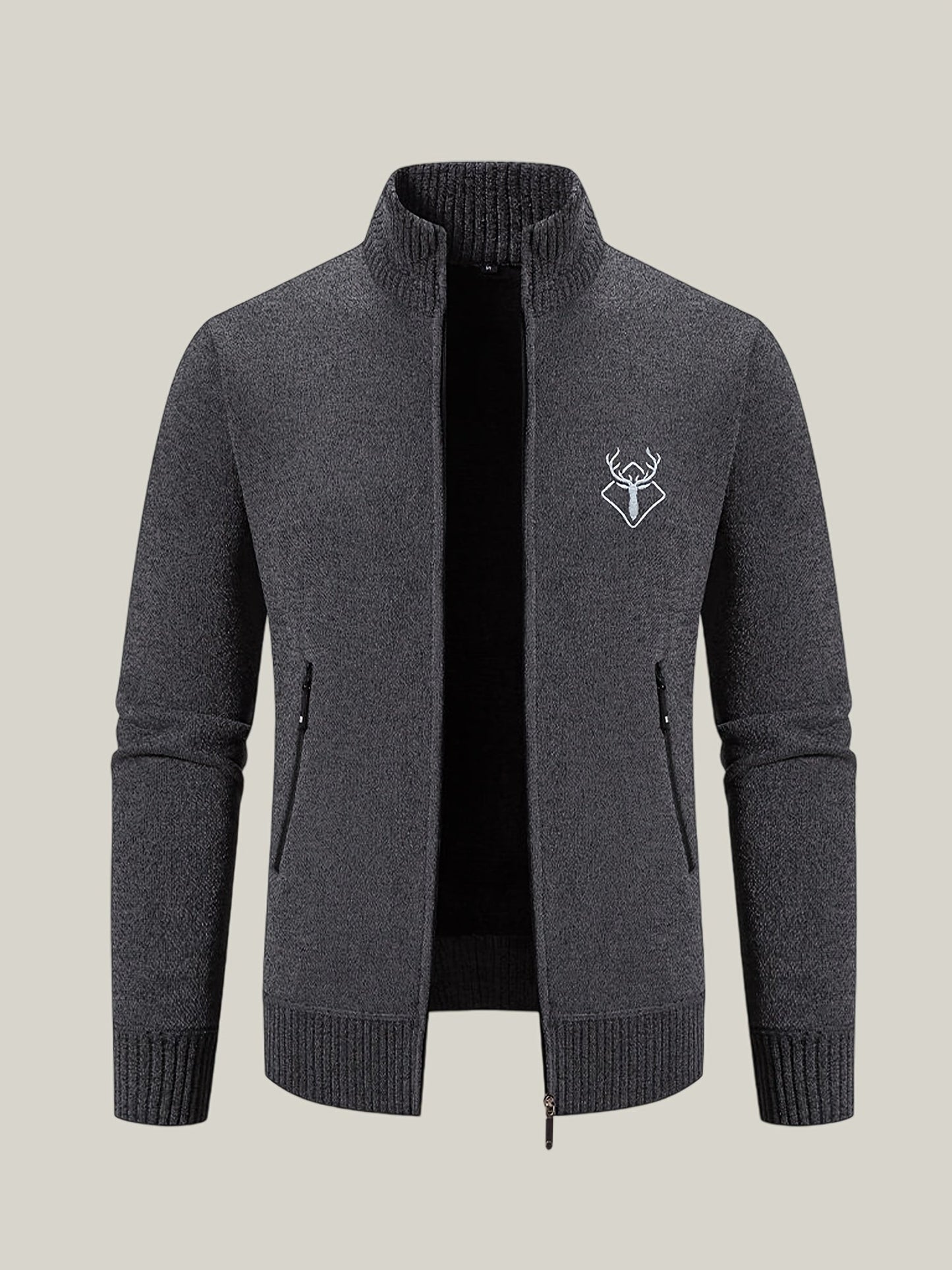 Men Lightweight Zip-Up Cardigan - Stand Collar Sweater Edition