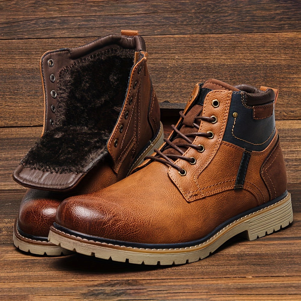 Men Vintage Men Boots with a PU Upper, Rubber Sole, And Inner Edition