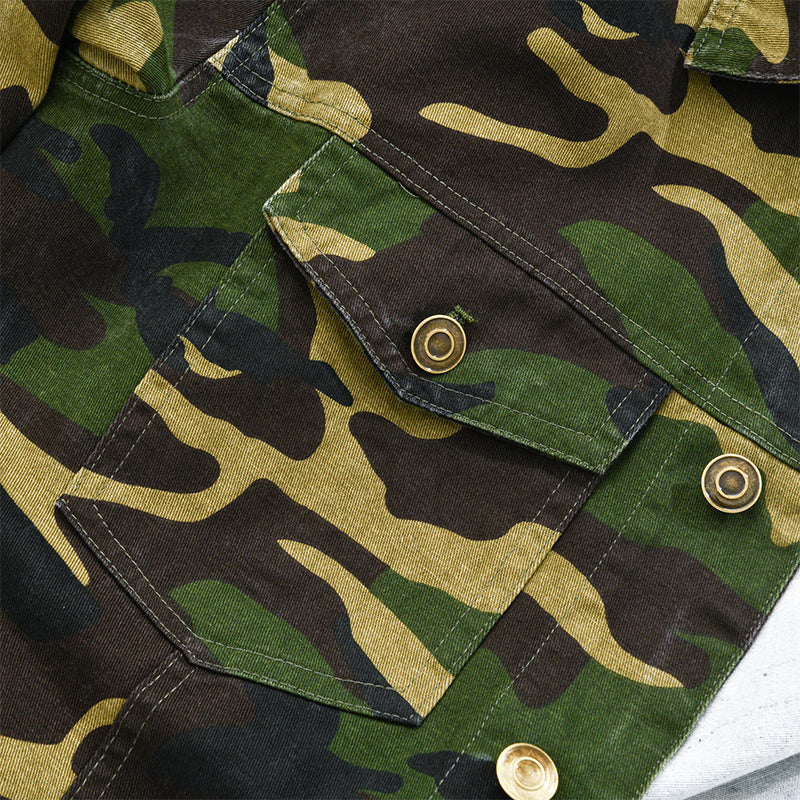 Men's Camouflage Canvas Retro Wear Lapel Edition