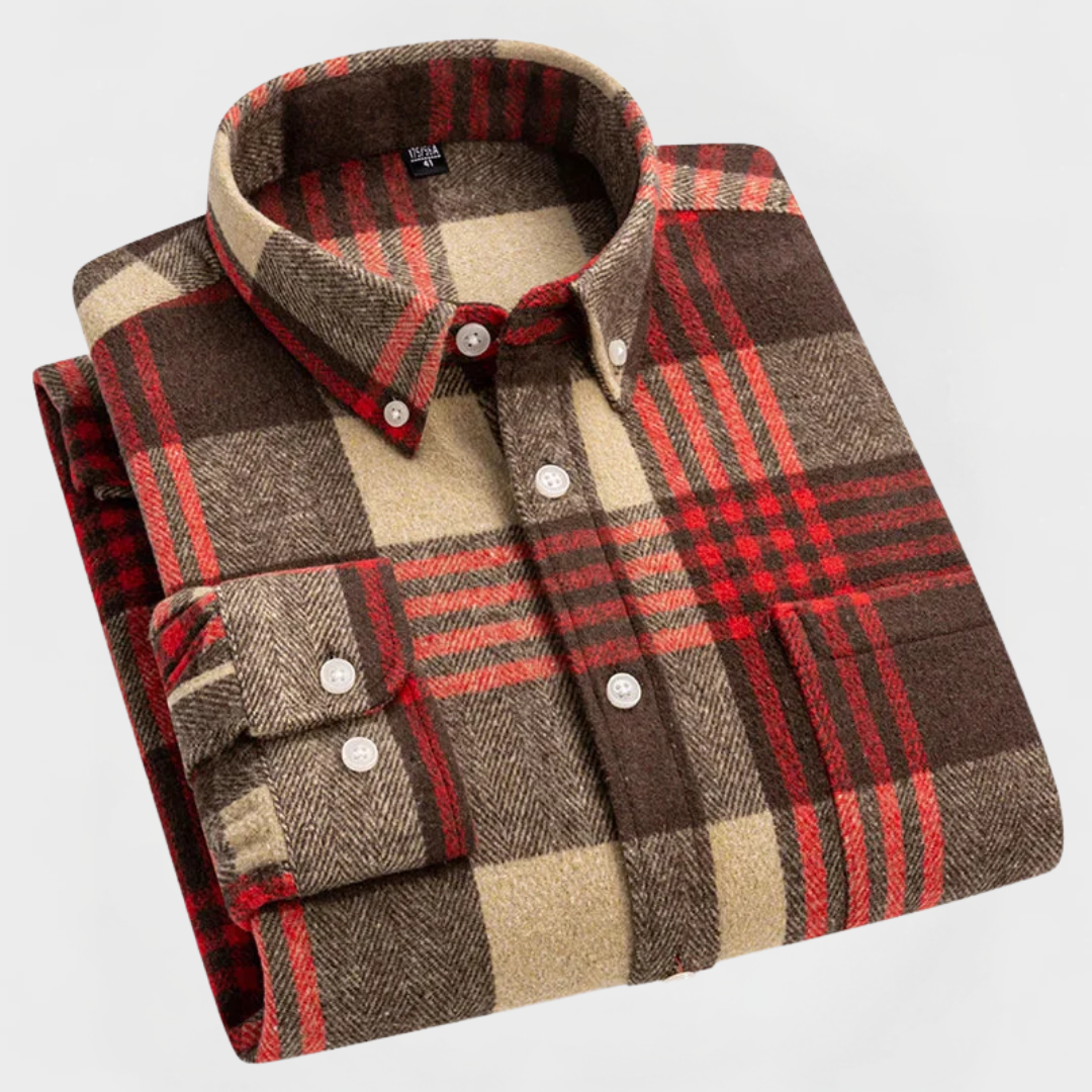 The Contemporary Gentleman's Flannel Pattern Button Blouse