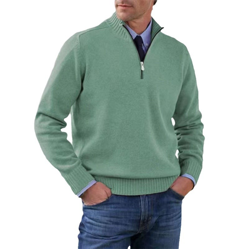 Men's Half-Zip Mock Neck Sweater - Organic Quarter Zip Design