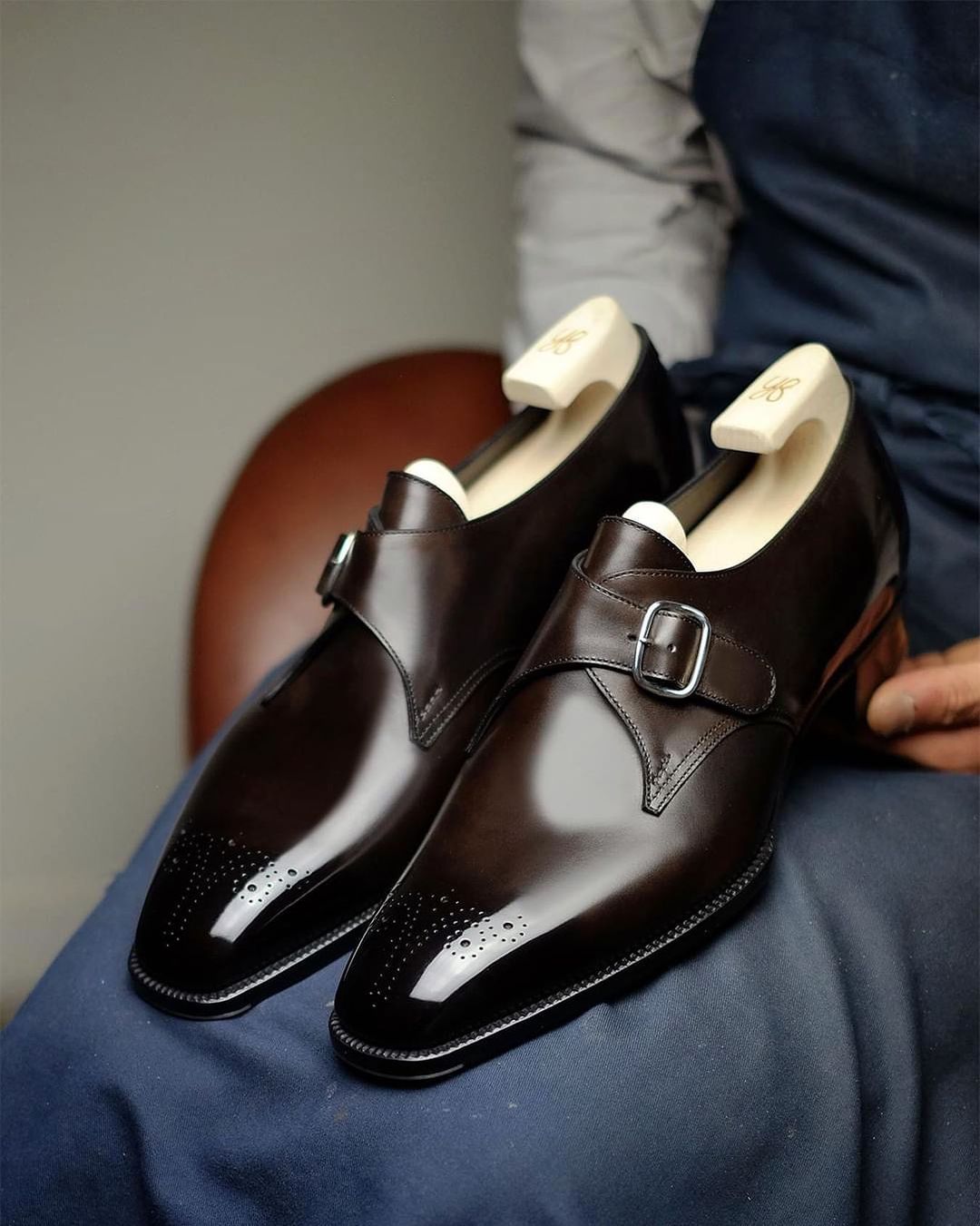 Brown Genuine Stellan Single Monk Straps - Formal Shoes