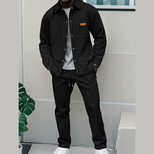 Men's Korean-Style Bomber Set - Button Jacket Edition