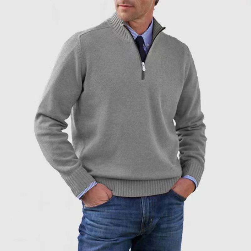 Men's Half-Zip Mock Neck Sweater - Organic Quarter Zip Design
