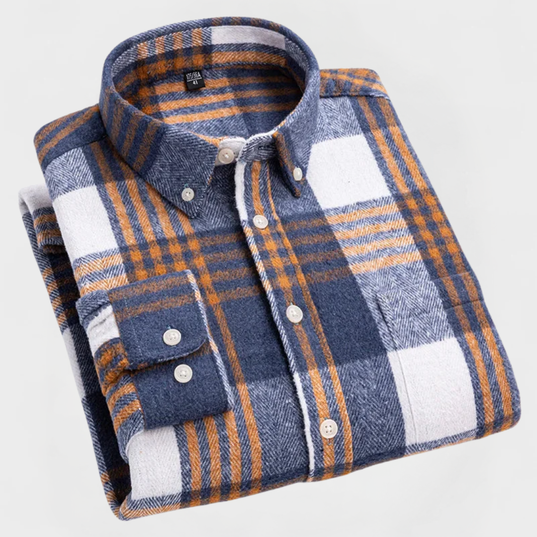 The Contemporary Gentleman's Flannel Pattern Button Blouse