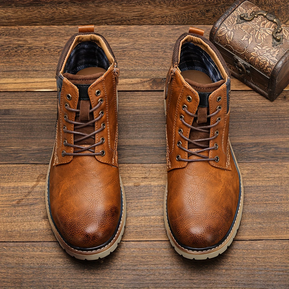 Men Vintage Men Boots with a PU Upper, Rubber Sole, And Inner Edition