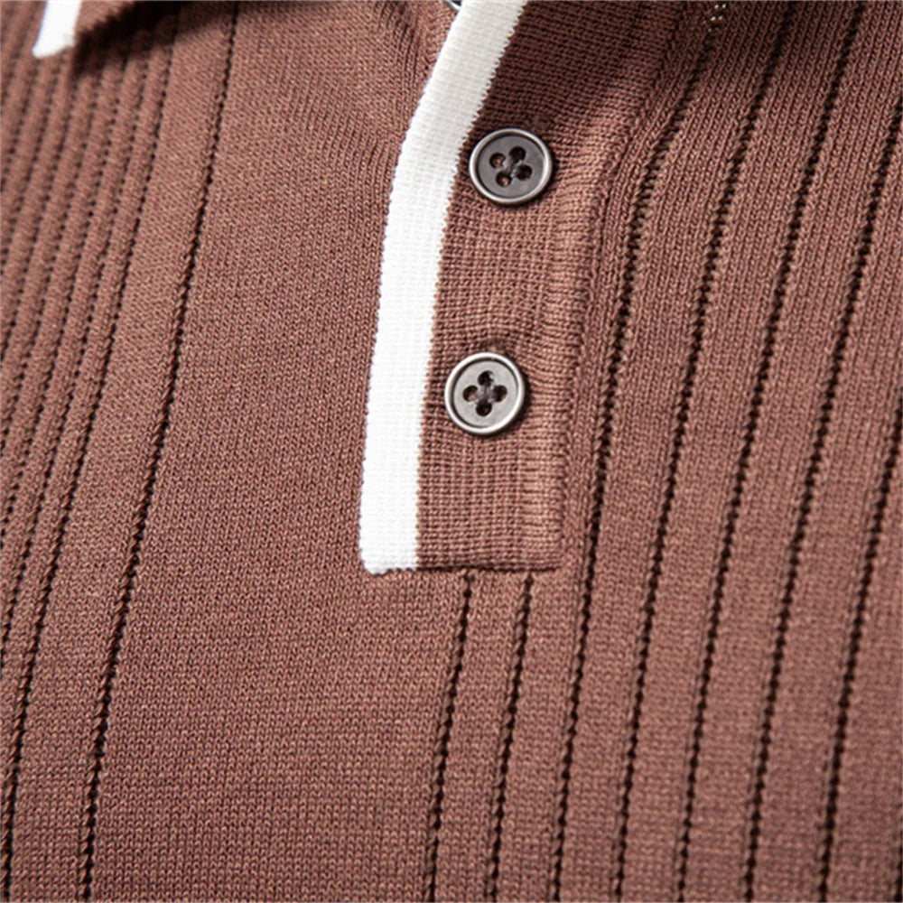 Langford Men Polo Knit Shirt Long Sleeve Edition