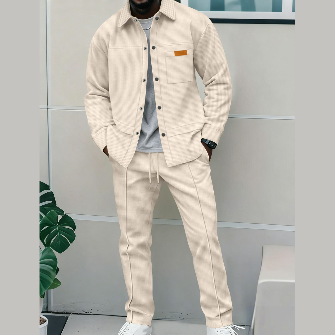 Men's Korean-Style Bomber Set - Button Jacket Edition