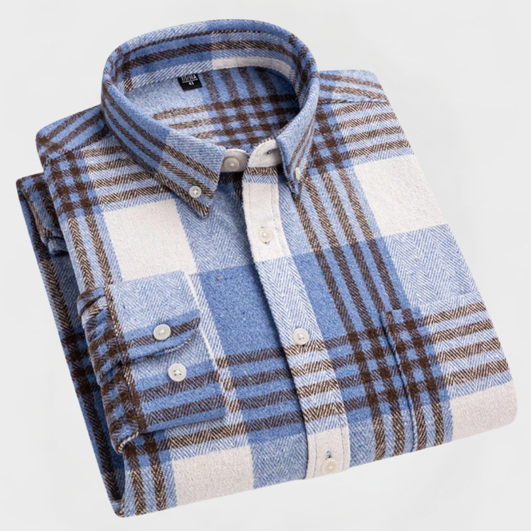 The Contemporary Gentleman's Flannel Pattern Button Blouse