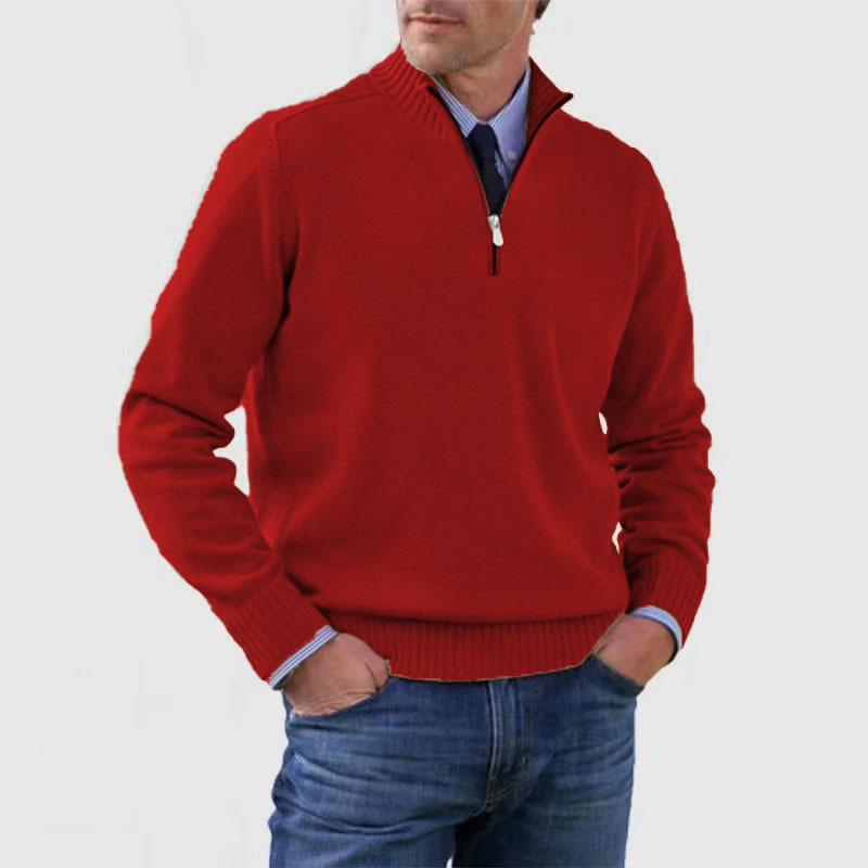 Men's Half-Zip Mock Neck Sweater - Organic Quarter Zip Design