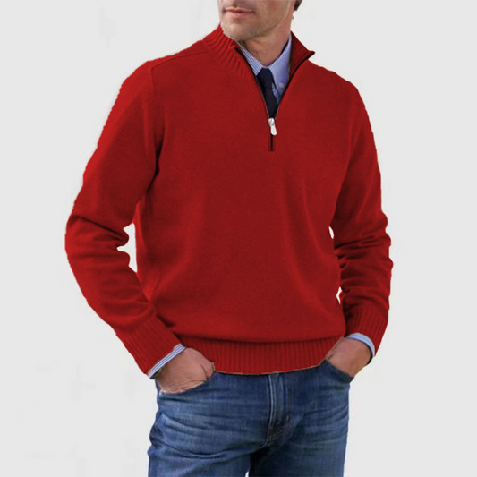 Men's Half-Zip Mock Neck Sweater - Organic Quarter Zip Design