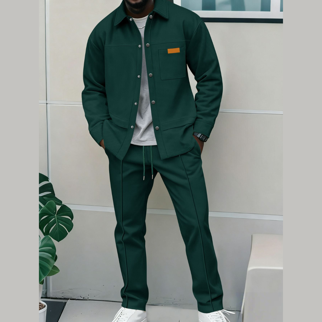 Men's Korean-Style Bomber Set - Button Jacket Edition