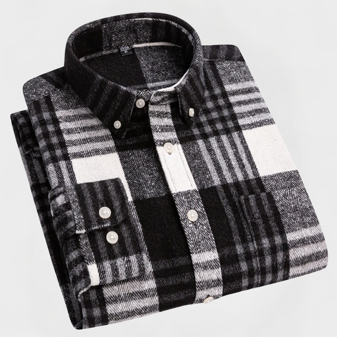 The Contemporary Gentleman's Flannel Pattern Button Blouse