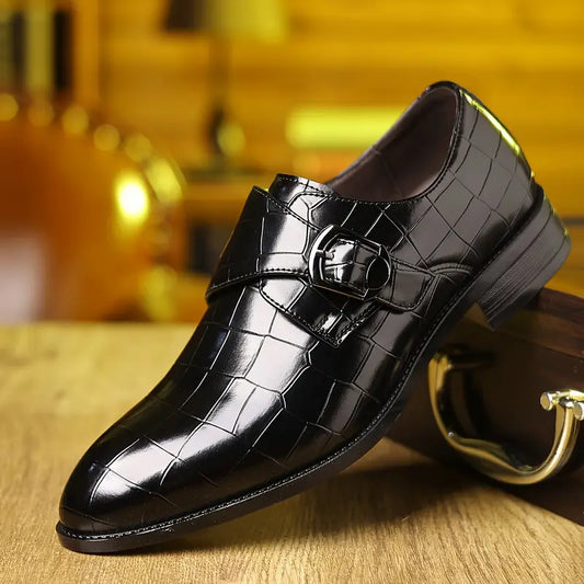 Solorfit | Crocodile-Pattern Slip-On Loafers for Men - Stylish Buckle Details & Edition Toe