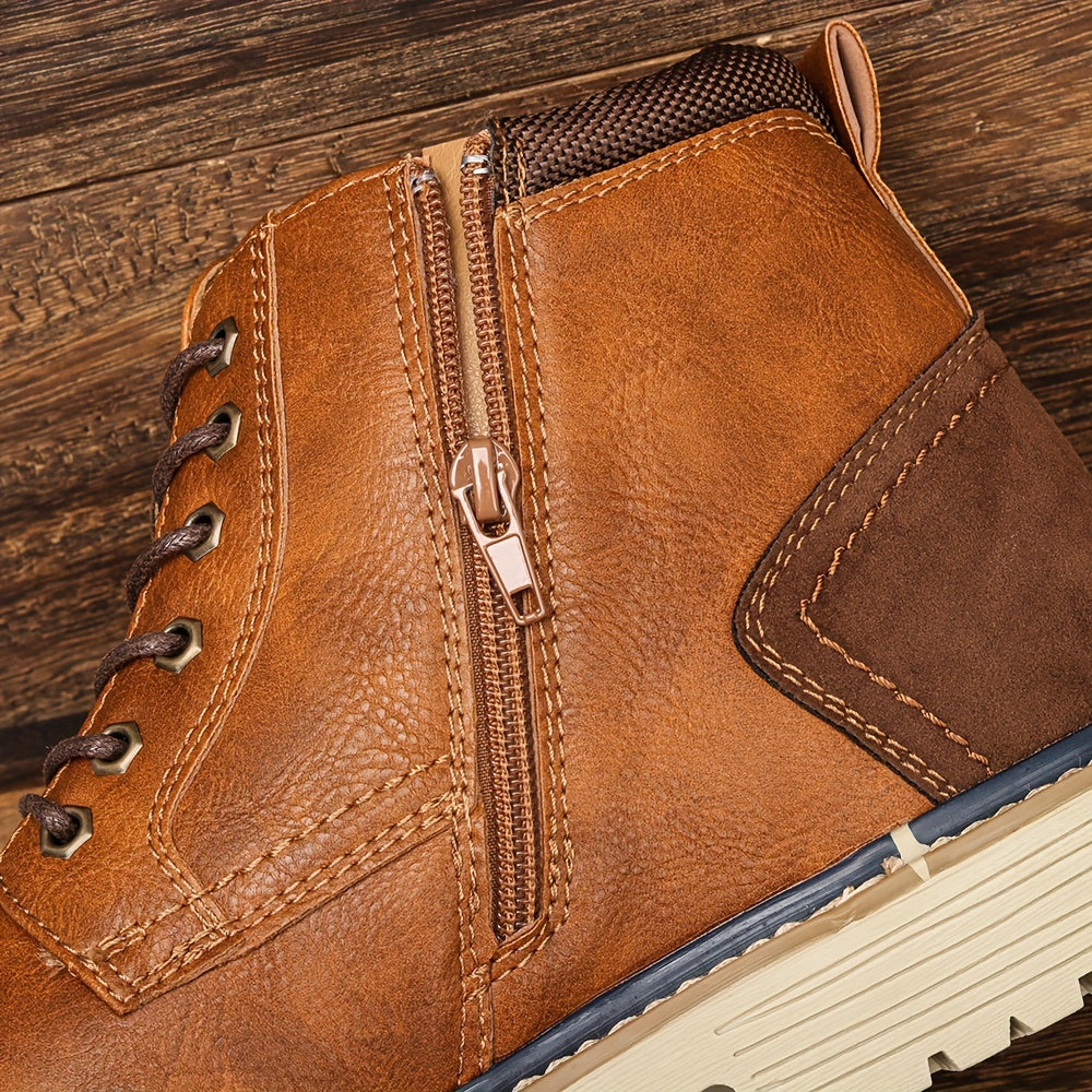 Men Vintage Men Boots with a PU Upper, Rubber Sole, And Inner Edition