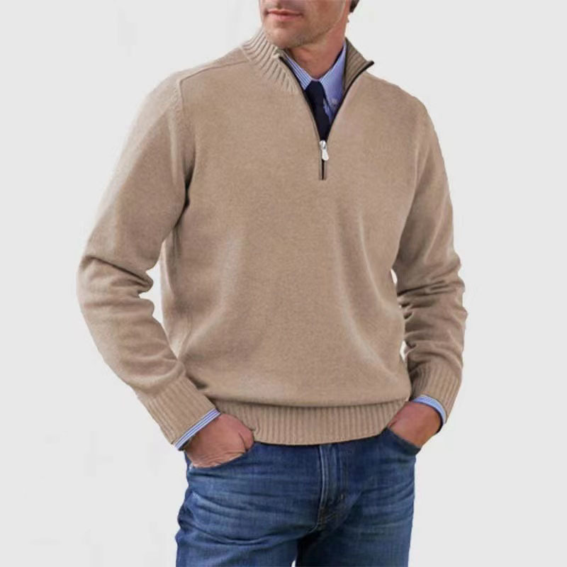 Men's Half-Zip Mock Neck Sweater - Organic Quarter Zip Design
