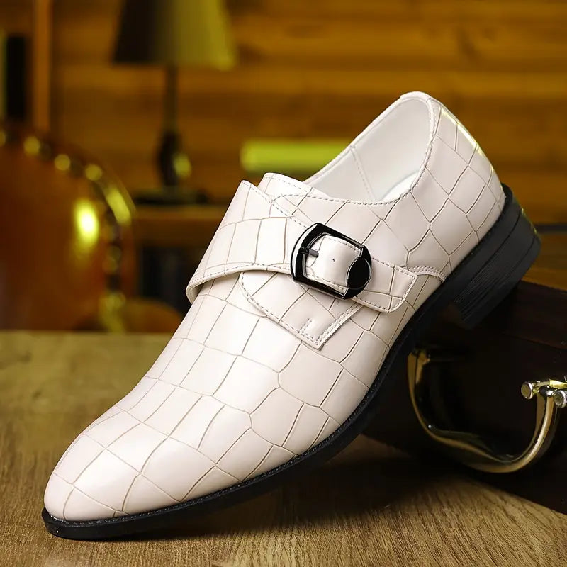Solorfit | Crocodile-Pattern Slip-On Loafers for Men - Stylish Buckle Details & Edition Toe